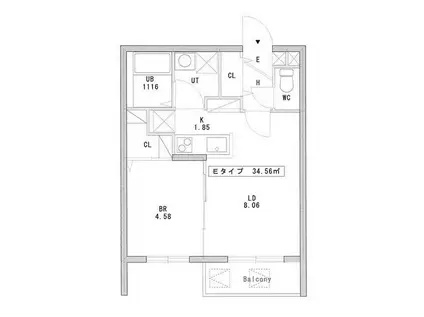 アスウェル美園フレット(1LDK/2階)の間取り写真