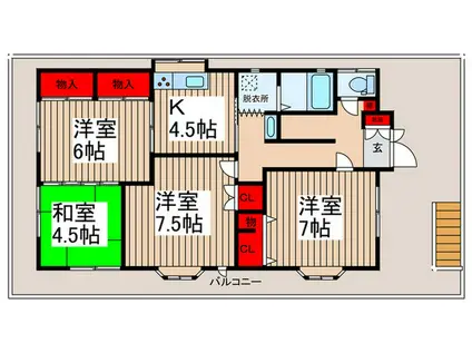 一二三ハウス(4K/3階)の間取り写真