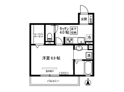 ノイエ武蔵小杉(1K/1階)の間取り写真