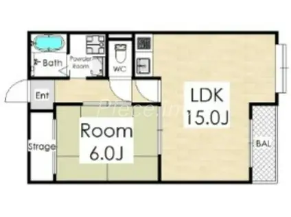 新豊里ハイツ(1LDK/4階)の間取り写真