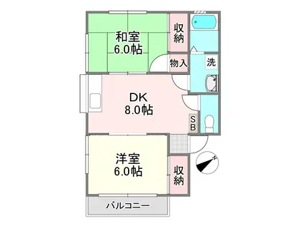 関根コーポ(2DK/2階)の間取り写真