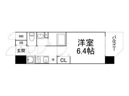 レオンコンフォート京橋(1K/6階)の間取り写真