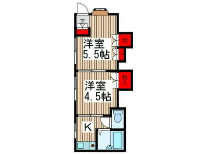 テトラハイツ(2K/1階)の間取り写真