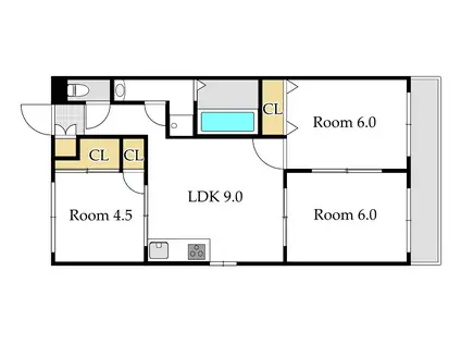 ナチュラルガーデン今(3DK/3階)の間取り写真