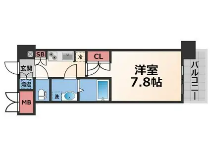 CASSIA高井田 ノース COURT(1K/8階)の間取り写真