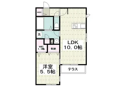 シャローヒルズ小町(1LDK/1階)の間取り写真