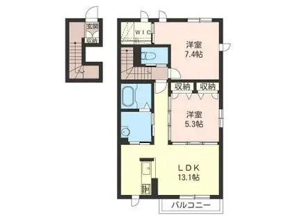 アリュールI(2LDK/2階)の間取り写真