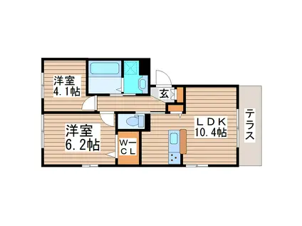 フルール・デ・シャン A(2LDK/1階)の間取り写真