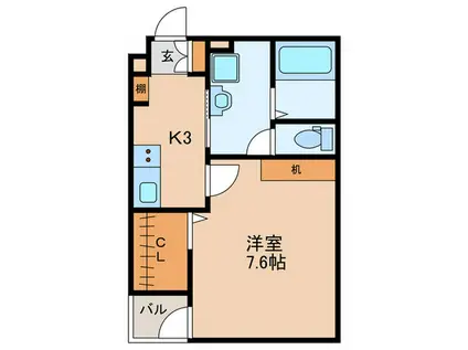 アイエフエアリーコート(1K/3階)の間取り写真