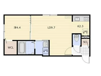 THREE R 千歳(1LDK/2階)の間取り写真