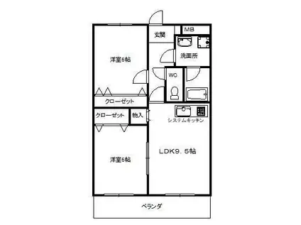 クレールミシマII(2LDK/1階)の間取り写真