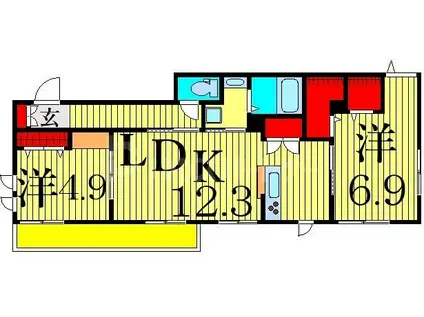 ビートルズガーデン(2LDK/3階)の間取り写真