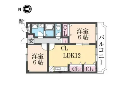 フリーダム武庫の里2(2LDK/2階)の間取り写真