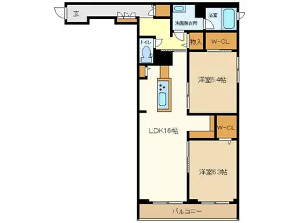 セントリビエ(2LDK/3階)の間取り写真
