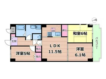 イトーピア東千里マンション(3LDK/5階)の間取り写真