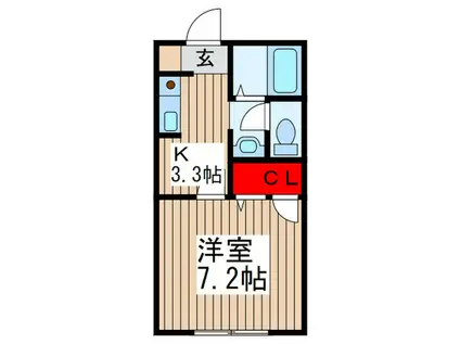 ローズガーデン(1K/1階)の間取り写真