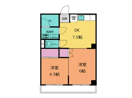 シャトウ阿美(2DK/1階)の間取り写真