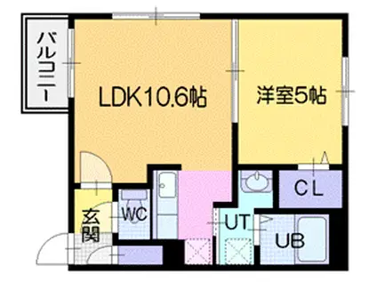プランドール(1LDK/4階)の間取り写真