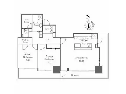 リエトコートアルクスタワー(2LDK/12階)の間取り写真