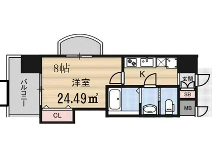 LUXE新大阪イーストII(1K/8階)の間取り写真