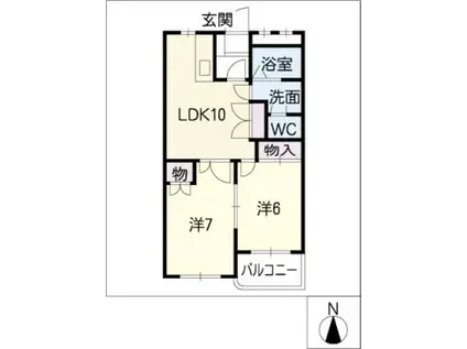 レインボーハイツ(2LDK/2階)の間取り写真