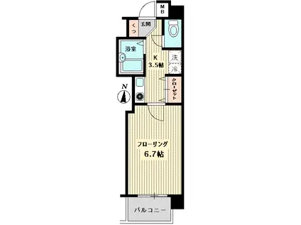 モリス府中ファーストステージ(1K/3階)の間取り写真
