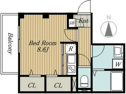 スカイエ(1K/4階)の間取り写真