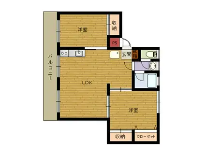 百野マンション(2LDK/4階)の間取り写真