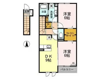 ボナール・レジデンシャル(2DK/2階)の間取り写真