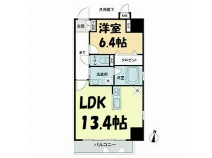 プレイス白壁(1LDK/12階)の間取り写真