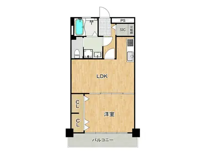 池上公園ビル(1LDK/2階)の間取り写真