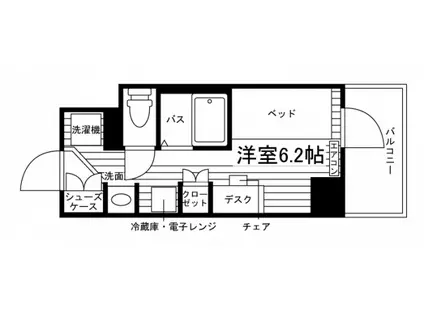 学生会館 CAMPUS TERRACE 新宿百人町(ワンルーム/5階)の間取り写真