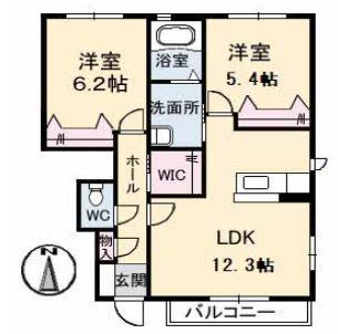 サンソリエス(2LDK/1階)の間取り写真