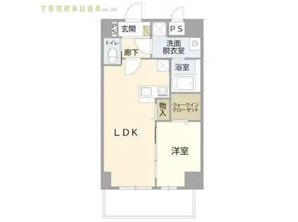 インスパイア 弁天(1LDK/9階)の間取り写真