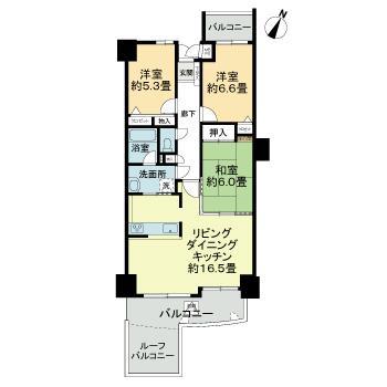 ライオンズヒルズ高知(3LDK/3階)の間取り写真