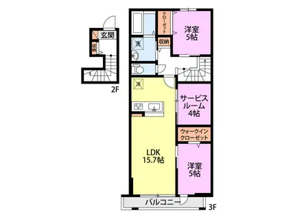 DESIGN MAISON N.STA 3S A棟(2SLDK/3階)の間取り写真