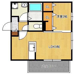 D-ROOM門司(1LDK/2階)の間取り写真
