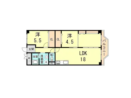 明石アーバンライフ(2LDK/6階)の間取り写真