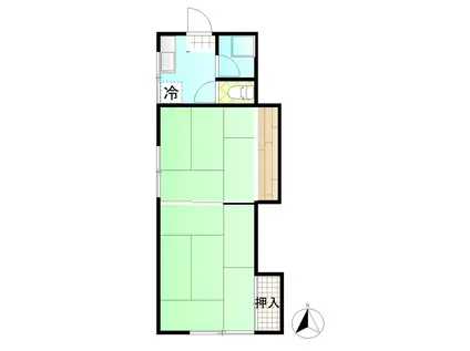 コーポ苦竹(2K/1階)の間取り写真