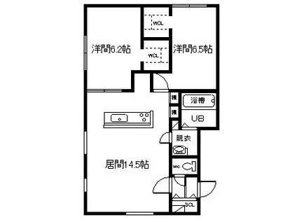 ノルフィーノ・プリモ(2LDK/1階)の間取り写真