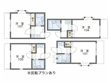 井尻パートII(1K/1階)の間取り写真
