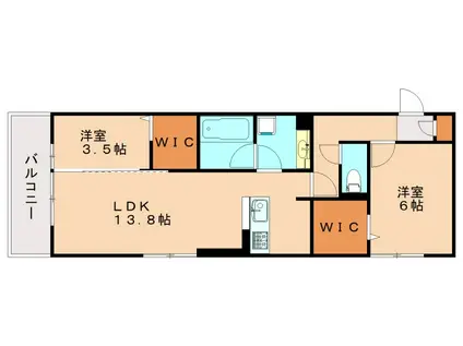 PURE WIND GARDEN B棟(2LDK/2階)の間取り写真