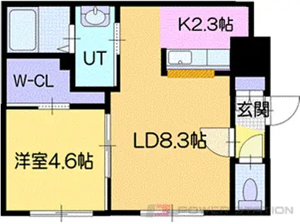クアドリフォリオ(1LDK/4階)の間取り写真
