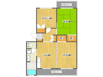 メゾンモリ(3DK/3階)の間取り写真