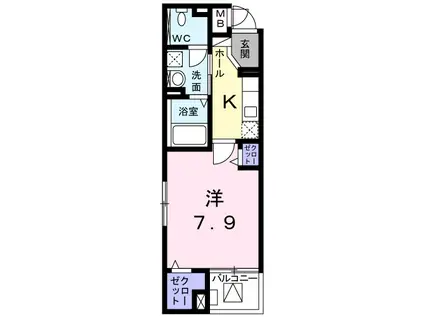 COCOLAULEA(1K/1階)の間取り写真