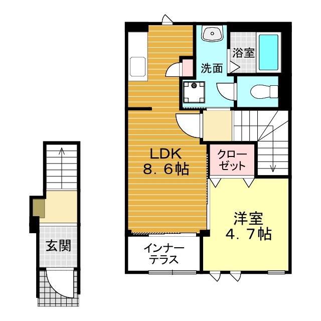 メゾン和(1LDK/2階)の間取り写真