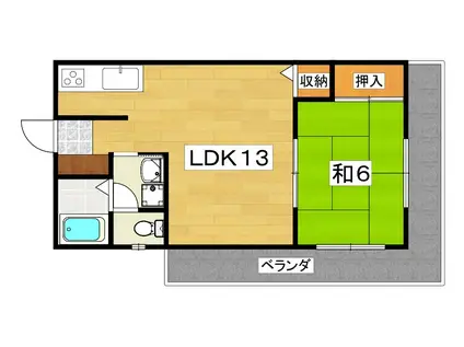 サンプラザ石津(1LDK/2階)の間取り写真