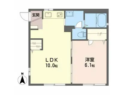 シャローム(1LDK/1階)の間取り写真