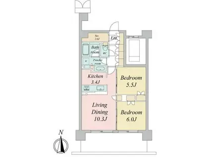 トラープランド蒼麗館(2LDK/5階)の間取り写真