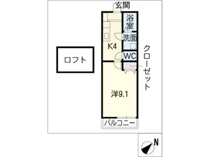 トップハウス南玉垣 2号棟(1K/2階)の間取り写真